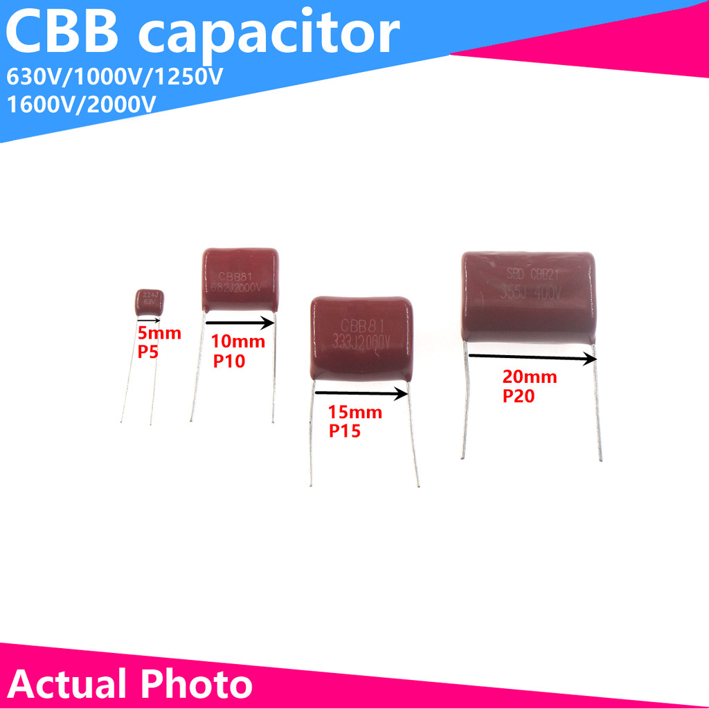 20/10/5PCS CBB Polypropylene film capacitor 630V 1000V 1600V 2000V 103 104 105 155 224 225 334 474