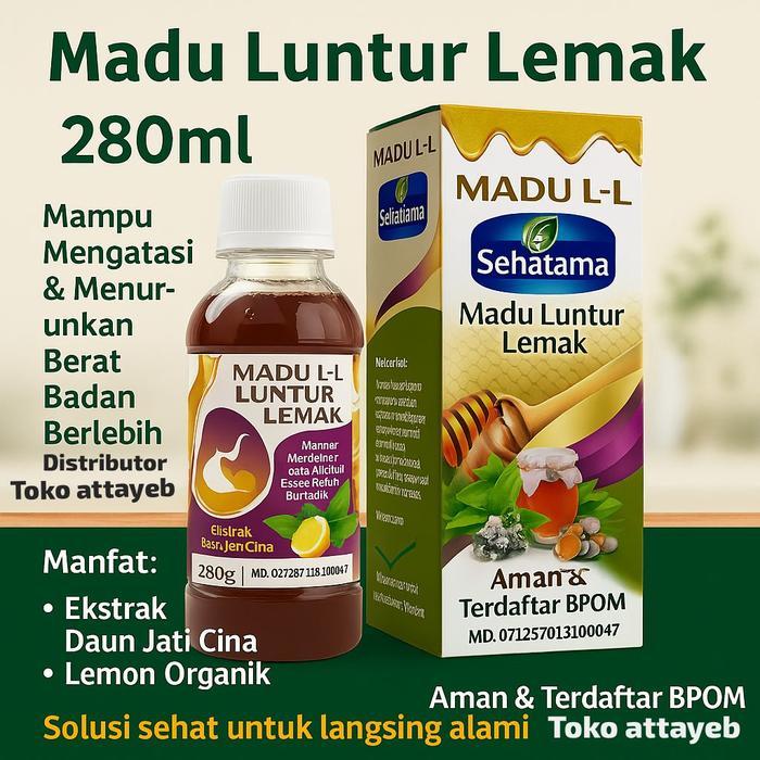 Madu Alami Ekstrak Daun Jati Cina 280ml Plus Lemon Oraganic Kunyit dan Jahe Kemangi (BPOM)