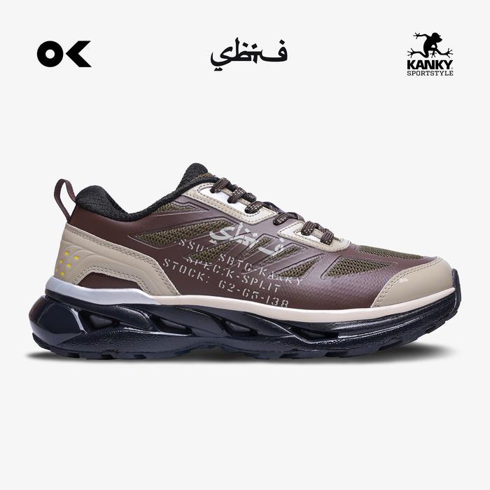 Kanky x SBTG - K-SPLIT - Sepatu Sport Casual Sport Style Pria - Kanky Sportstyle - Black Brown, 40