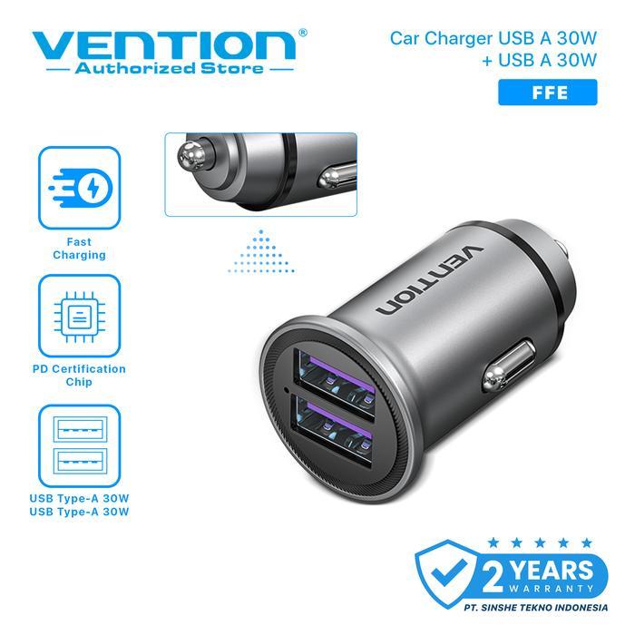 Terbaru Vention Car Charger Usb Type A+C Android Xiaomi