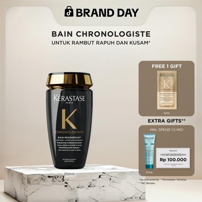 Kerastase Chronologiste Bain Regenerant 250Ml Anti Aging Shampoo - Shampoo Untuk Rambut Rapuh &