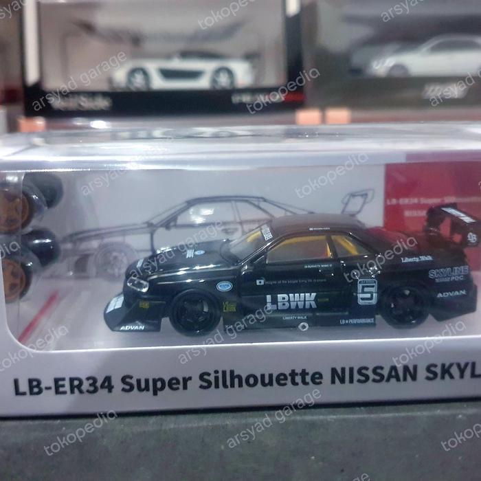 Diecast Cm Model Lb Nissan Skyline Er34 R34 Silhoutte Black Segel Terbaru