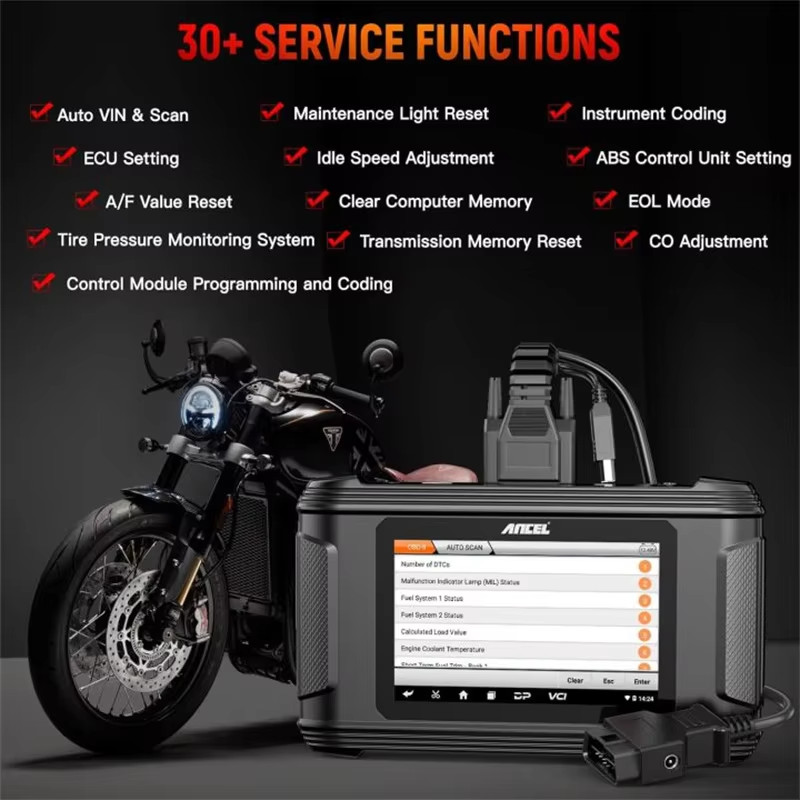 New Motorcycle Scanner ECU Reset Motorcycle for BMW/DUCATI/Harley OBD2 Diagnostic Tool Support 30+ F