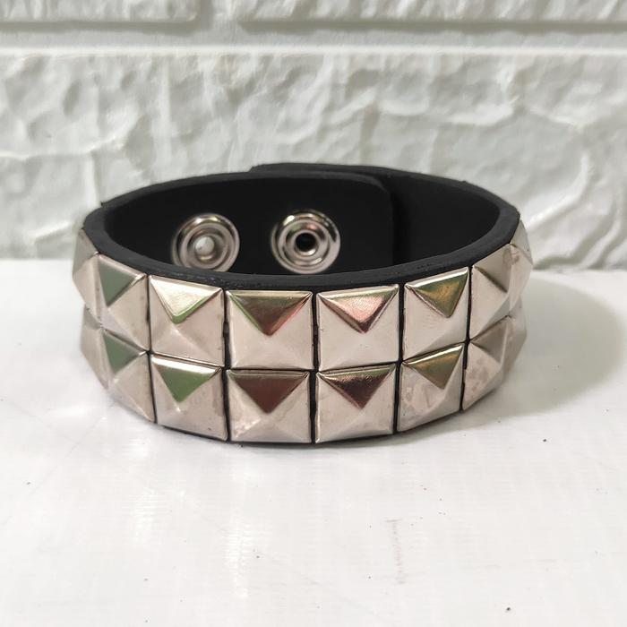 brackelet punk / aksesoris gelang fashion punk Bracelets - spike 2 baris