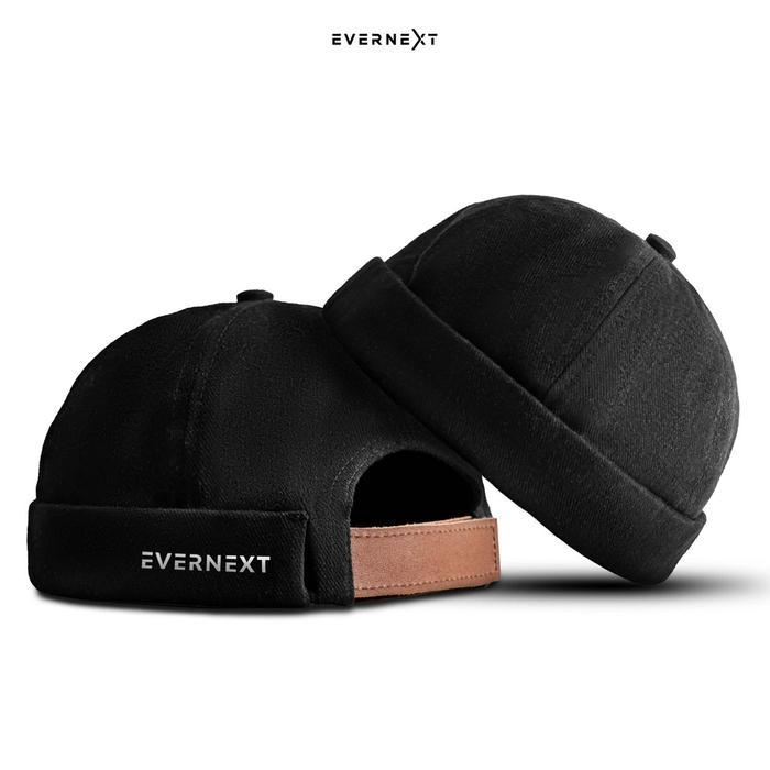 EVERNEXT Miki Hat Peci Modern Pria Brimless Cap Topi Muslim Stylish Peci Pria - MIKI HAT BLACK