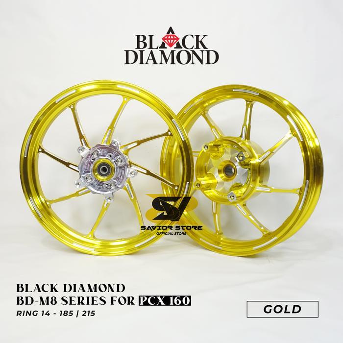 Black Diamond Velg Motor BD-M8 Palang 8 Ring 14 Lebar Depan 185 Belakang 215 Velg Pelek Velk Sporty 