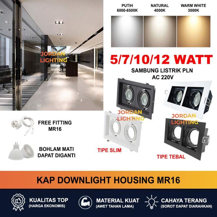 RUMAH LAMPU DOWNLIGHT HALOGEN DOUBLE FITTING MR16