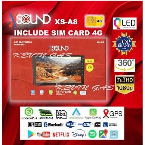 Head Unit Android 9 Inch Xsound Xs-A8 4G Ram 3 / 32 Qled Support 360 Dan Free Sim Card Indosat