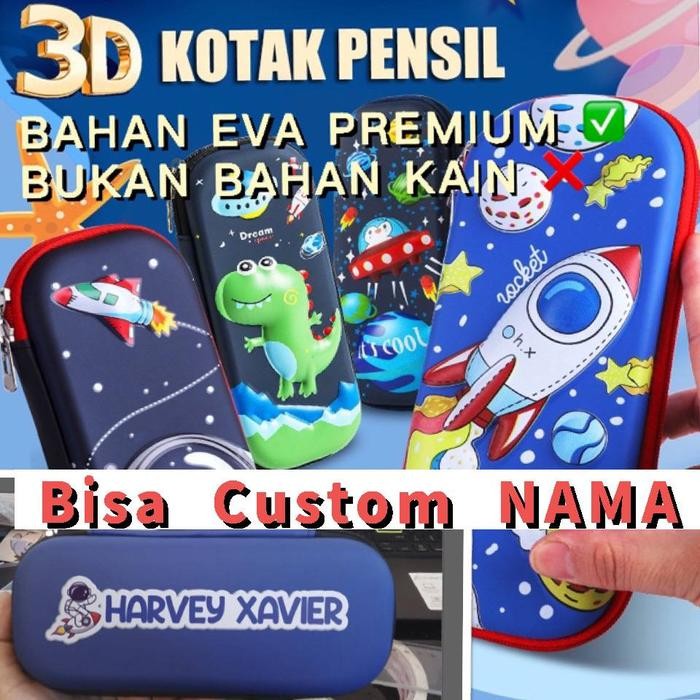 

Kotak Pensil Anak Laki / Tempat pensil Astronot Panda Rocket Mobil 3D Timbul Waterproof EVA
