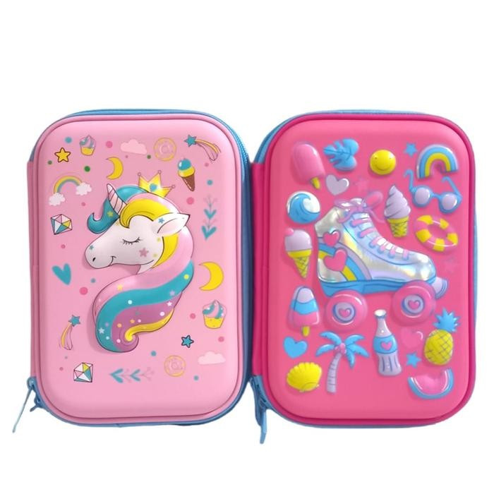 

Tempat pensil kotak pensil 3D Unicorn Pencil Case tempat pensil Unicorn Kepala Dan Roda kado anak