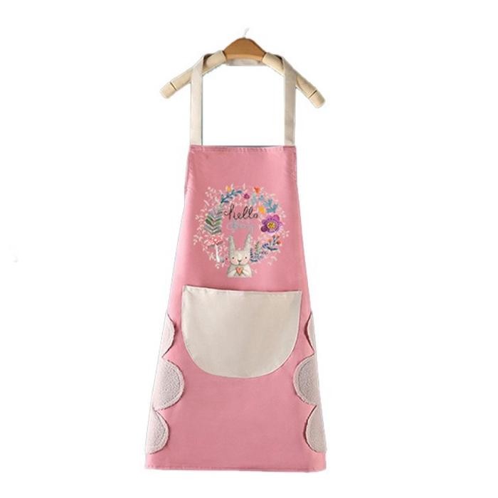 Celemek Apron Masak Waterproof Kain Dapur Motif Karakter Kelinci