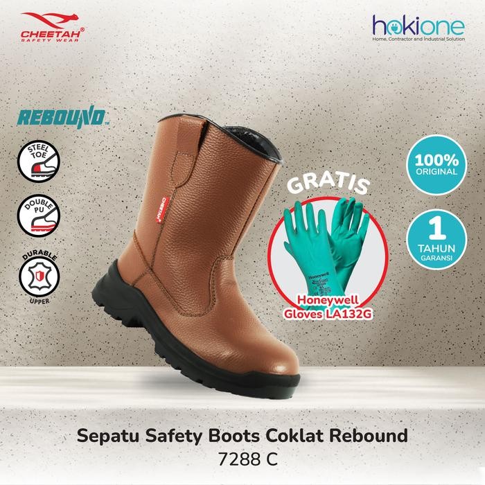 Sepatu Safety Cheetah Boots Coklat Rebound 7288C Safety Shoes Cheetah High Pria