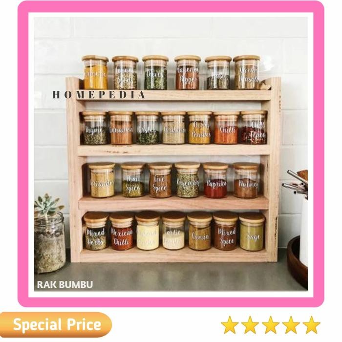 RAK TOPLES KAYU 4 SUSUN / RAK BUMBU DAPUR