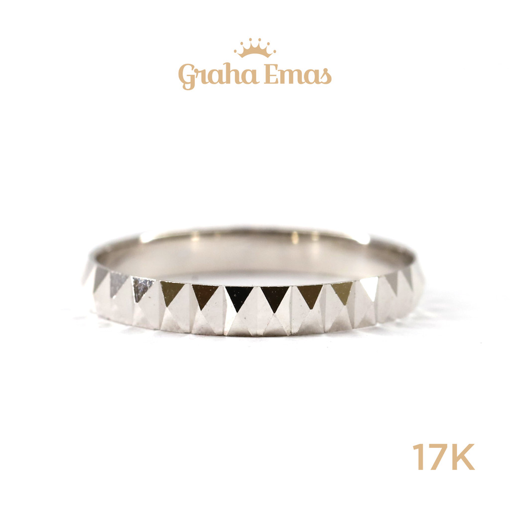 Graha Emas Cincin Emas Putih Bentuk 17K - White Gold Model Ring 17 Carat M1694