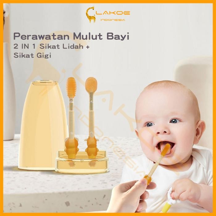 LAKOE 3in1 Sikat Lidah Bayi sikat gigi bayi newborn pembersih mulut bayi