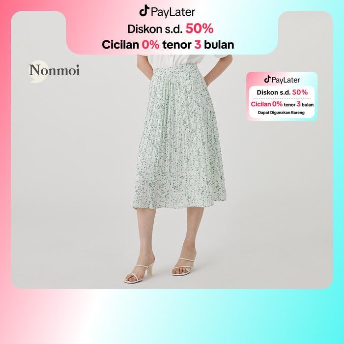 Ready Nonmoi - Ivanna Skirt Rok Panjang Wanita Motif Floral Warna Hijau