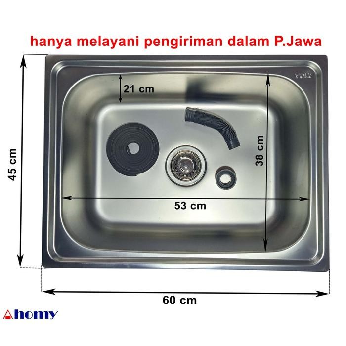 bak cuci piring 1 lubang volk ws6045 6045 (jumbo bowl) 604521 polos