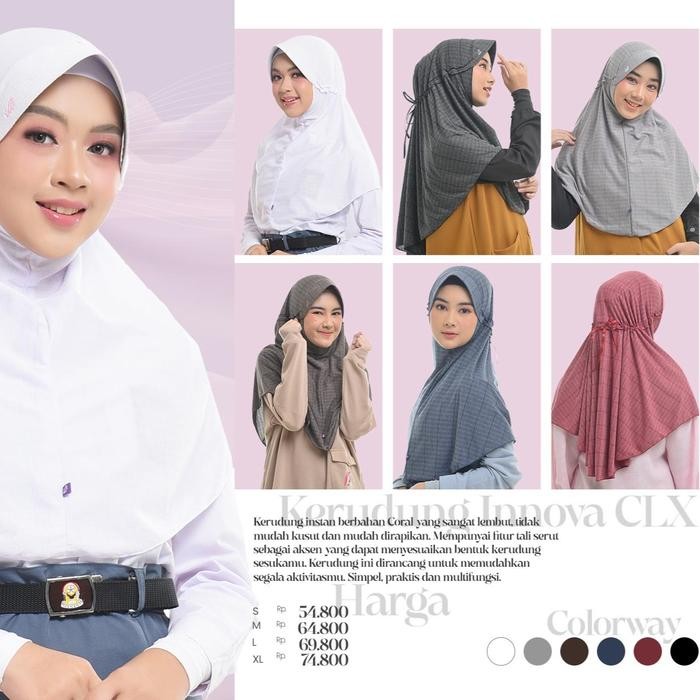 ASLI KERUDUNG SEKOLAH CLX - RABBANI BERGARIS READY STOCK