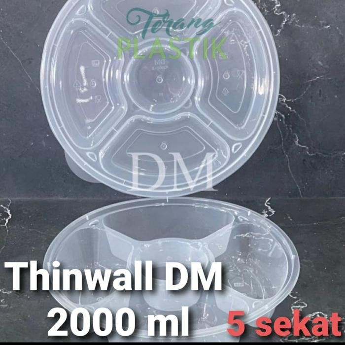 

Thinwall DM 2000-5ml-R / Bento 2000 ml -5 sekat / Kotak Makan isi 25 pc
