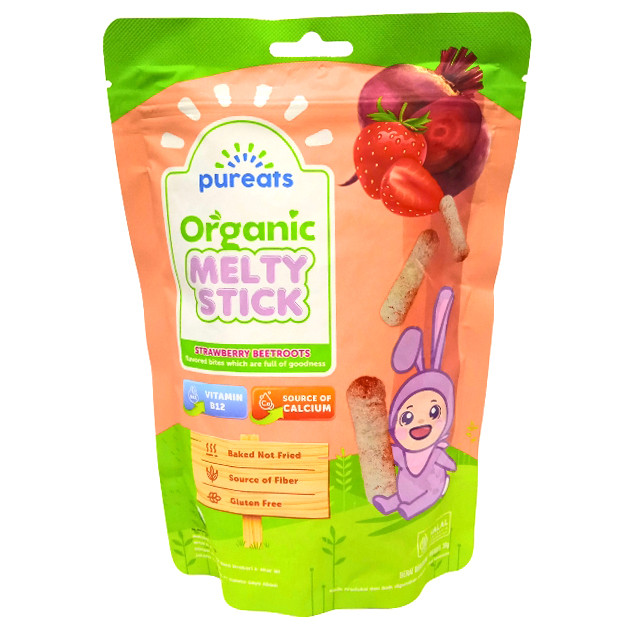 

S23503 PUREATS ORGANIC MELTY STICK STRAWBERRY BEETROOT SNACK BAYI 30GR MAJU BERSAMA (20250915)