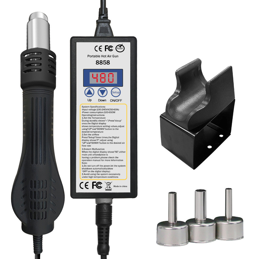 Hot Air Gun 8858 Micro Rework Soldering Station Led Digital Hair
