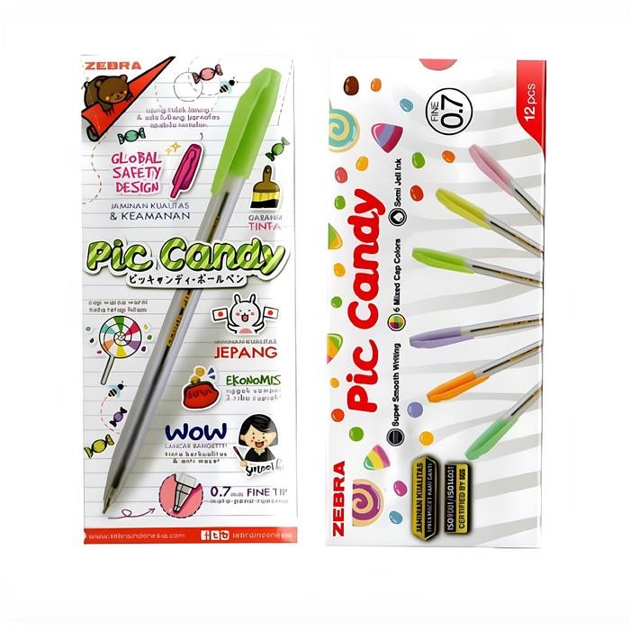 

OJ 12pcs Bolpen / Pulpen / Ballpoint Piccandy Zebra 0.7 Per Pack