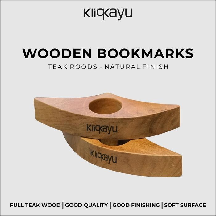

OJ KLIQKAYU Wooden Book Page Holder Aesthetic Ring Book Pembatas Buku 2 x 10 cm Desk