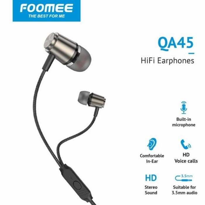 Pilihan- Earphone Wired Headset Foomee Qa45