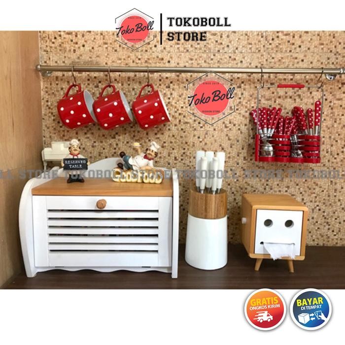 Gantungan Panci Alat Dapur Stainless Dan Sendok Makan 1 Set Motif