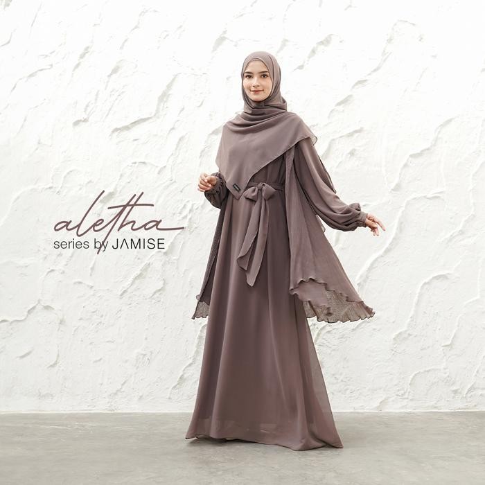 Pilihan- Aletha Series Dress Outer Ceruty Set Khimar Pashmina Wanita Muslimah By Jamise Syari
