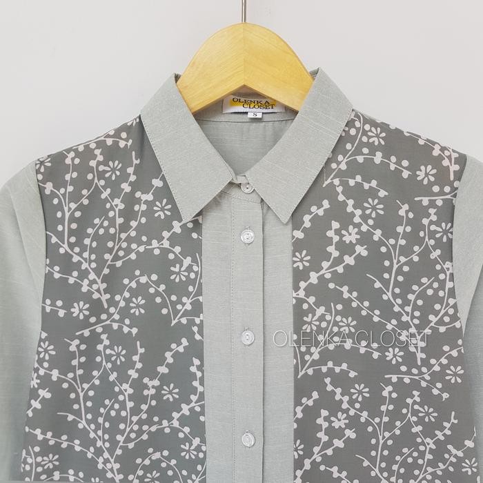 Pilihan- Atasan Batik 165 Hijau Sage Baju Blus Blouse Kerja Wanita Modern
