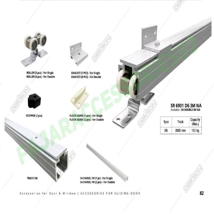 Rel Pintu Sliding Geser Dekkson D6 (Single/Double)/Surabaya