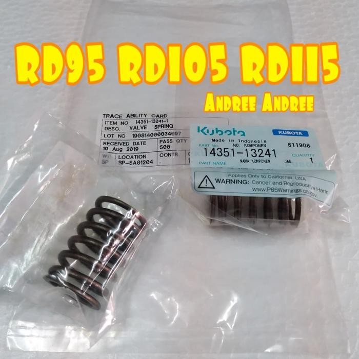 RD95 RD105 RD115 Spring Valve - Per Klep Kubota RD 95 105 115 Original