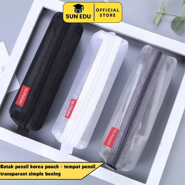 

New Kotak pensil korea pouch/ tempat pensil transparant simple bening/pencil case lucu Stationery