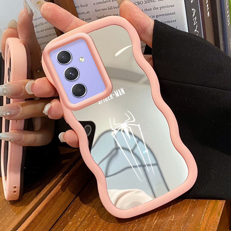 Casing Untuk Samsung A54 5G Case Casing HP Pola bekas kaki dan laba-laba Kesing Kasing Macaron Mirro