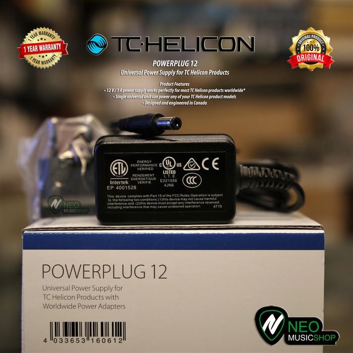 Tc Helicon Powerplug12 12 V / 1 A Power Supply For Tc Helicon Products