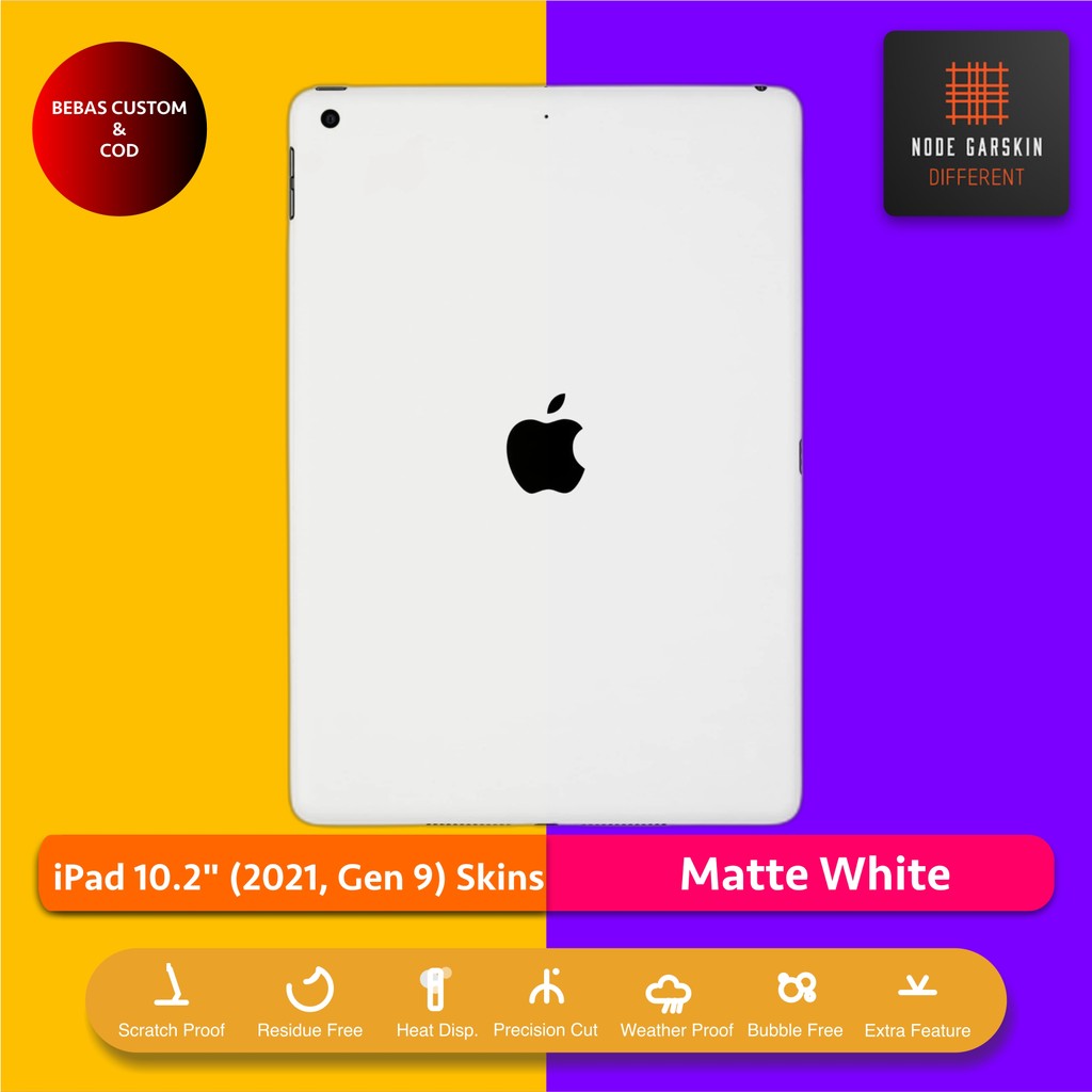 Garskin Skin iPad 10.2 2021 Gen 9 Matte White Fullbody / Backonly | Anti Lecet | Case | Vinyl