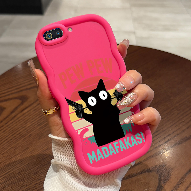 Casing Untuk Realme C2 C2s OPPO A1K Case Casing Kucing Hitam Keren pola HP Cesing lunak Silikon Soft