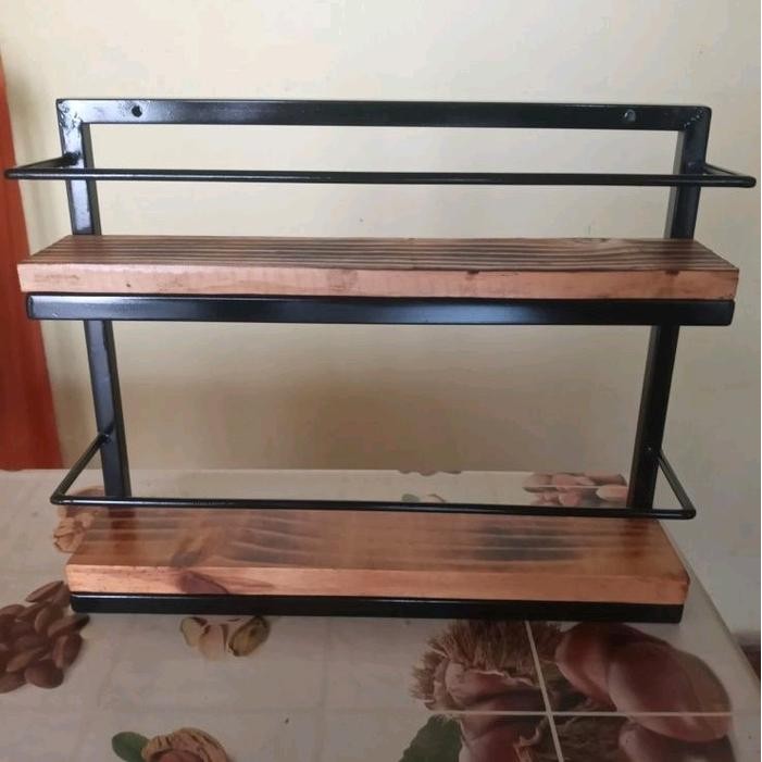 kitchen set rak dapur minimalis rak bumbu estetik rak ambalan dinding dapur Besi
