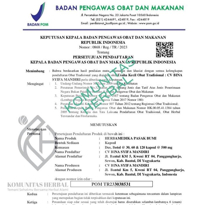 HERBAL KAPSUL PASAK BUMI HERBAMEDIKA BPOM