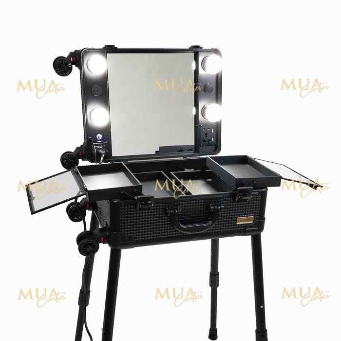 t5wh- Beauty Case / Troli Makeup / Koper Rias Kaca Lampu Eveline S