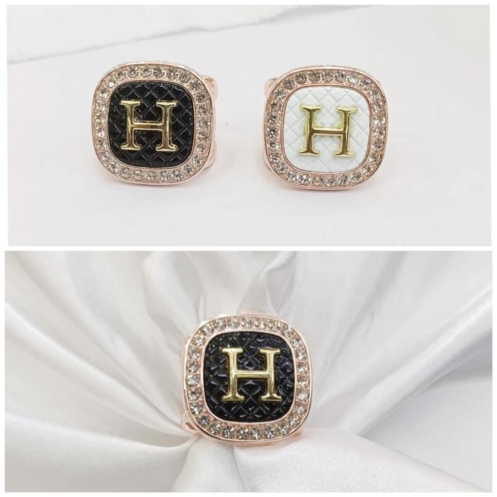 ASLI Ring bros cincin brooch hijab jilbab scarf syal huruf H kotak diamond READY STOCK