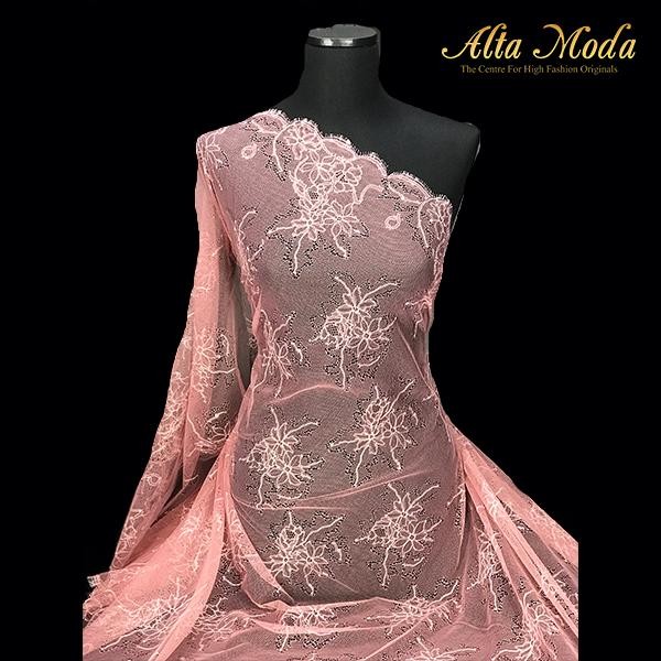 ORIGINAL Brokat Perancis Two Tone Dusty Pink Broken White READY STOCK