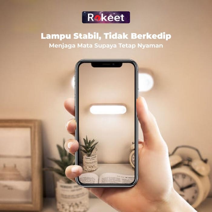 e4n7- Rokeet Lampu Dinding Led Panjang Tidur Magnetic Wireless Minimalis Kamar Rumah