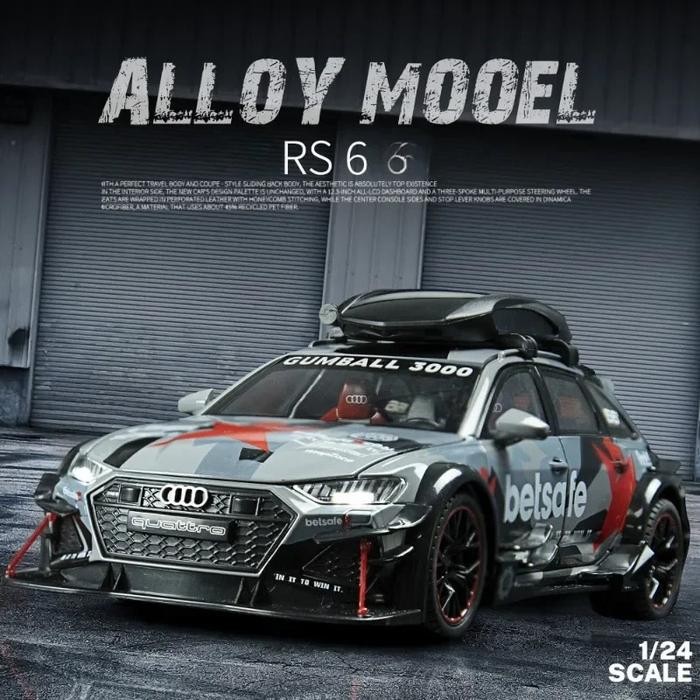 Diecast Jinlifang model Audi RS6 DTM 1:24 Alloy material koleksi Lampu Mobil pajangan hadiah Engine