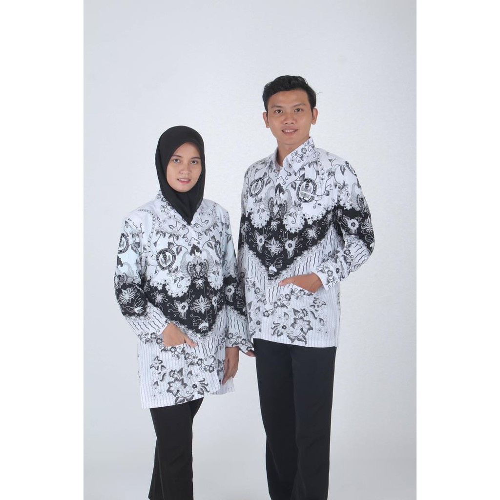 ASLI Baju PGRI Wanita Full Furing Hitam Putih Lengan Panjang Bagus Halus READY STOCK