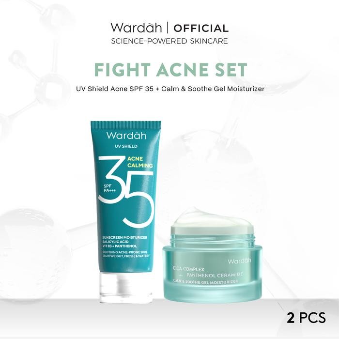 m1nc- (Exclusive Dct) Paket Wardah Acne Free Uv Shield Acne Calming Sunscreen Moisturizer