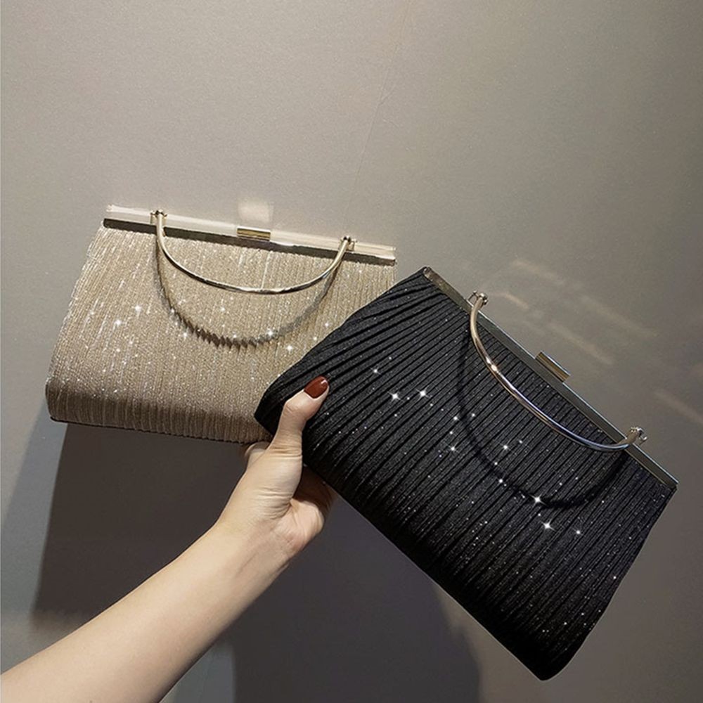 New Women Handbag Luxury Apricot Evening Clutch Bag Party Chain Shoulder Bag Female Sequin Wedding P
