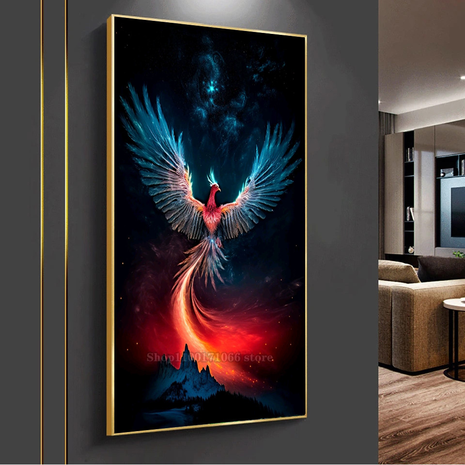 New Arrival Diamond Painting Chinese style Fire Phoenix Diamond Embroidery Bird 5D DIY Mosaic Cross 