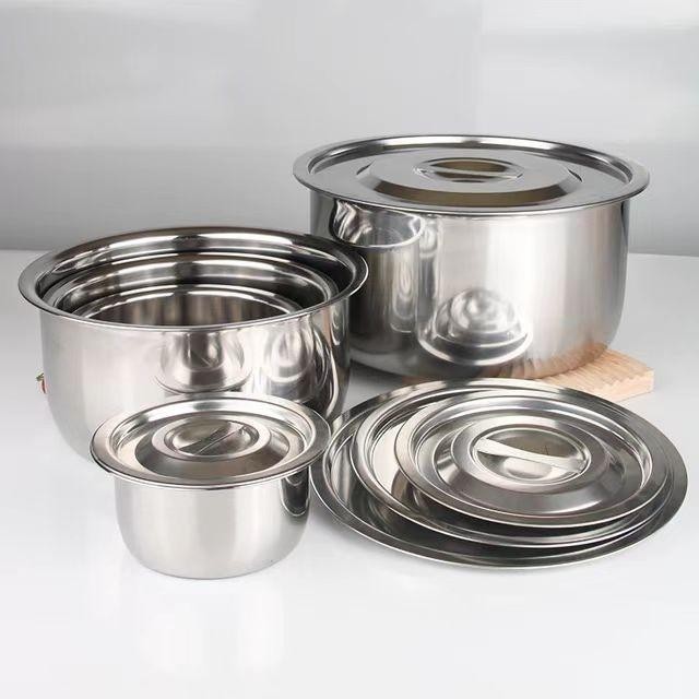 Panci Set Stock Pot Panci Susu Mini Stainless Steel Panci Soup Pot Baskom dengan Tutup Kitchenware